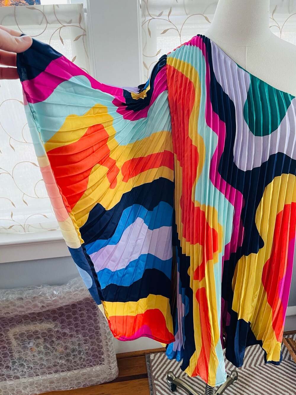 Hutch One-Shoulder Abstract Rainbow Pleated Romper - Picture 4 of 9